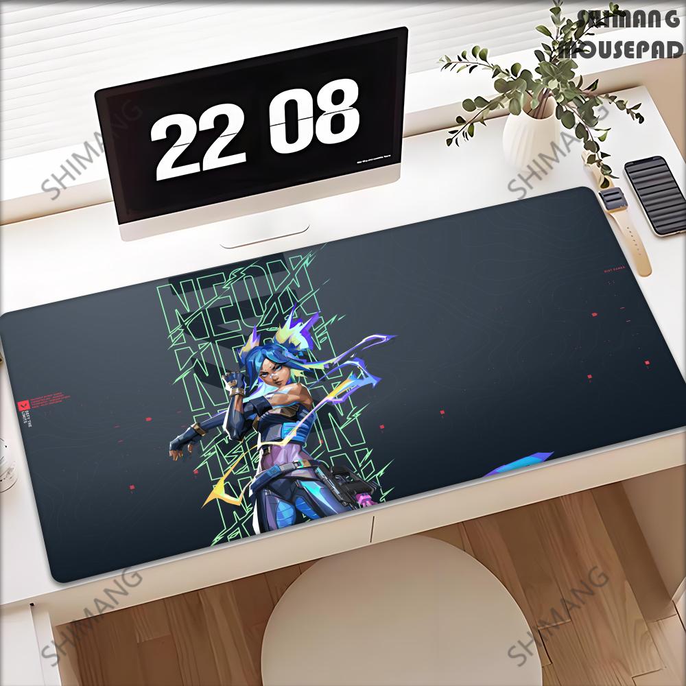 Игровой коврик для мыши Valorant Neon XL Новый HD Коврик для мыши XXL Коврики для мыши Натуральный каучук Противоскользящий Офисный Компьютерный Коврик для мыши Настольный коврик