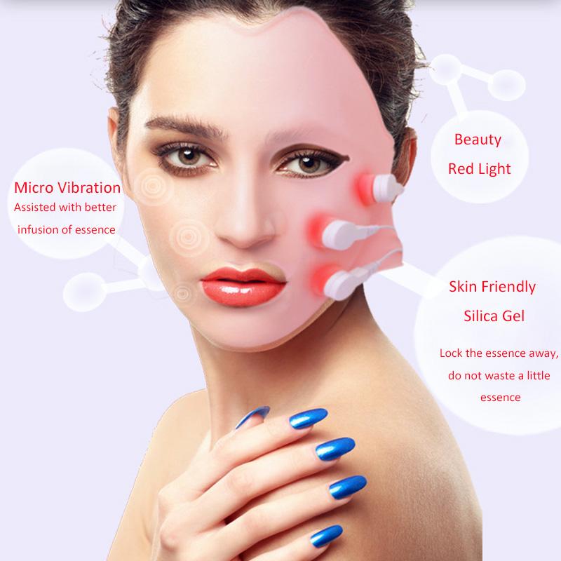 Red Light Photon Therapy Mask Acupoint Vibration Face Massager with Controller Facial Acne Reduction Anti Wrinkles Skincare Tool