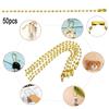 50pcs Ball Bead Chain 2.4mm Golden Bead Metal Chain With Connectors, Bulk Beaded Necklace Chains For Dog Tag DIY Crafts And Jewelry Making, Golden Diy