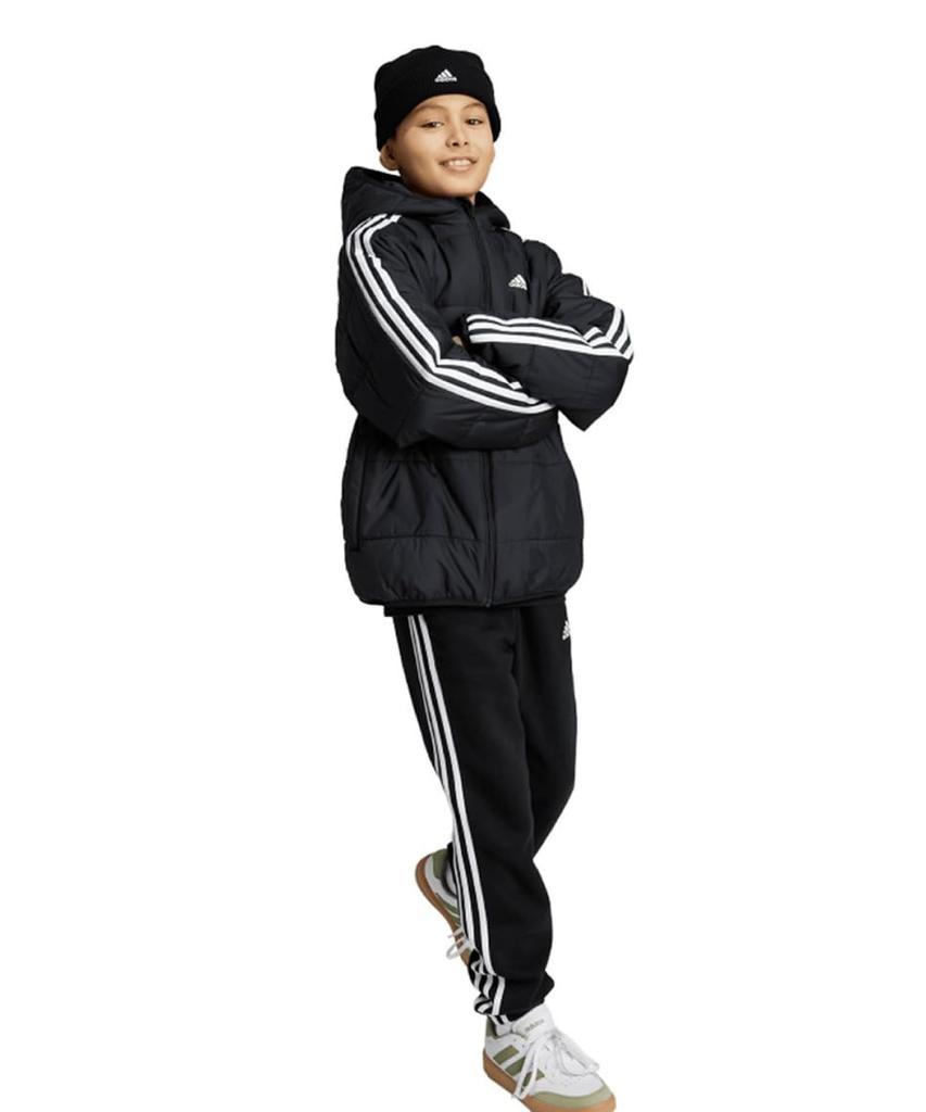 Adidas Essentials Утепленная куртка JTH12 J130 Детская с тремя полосками Черно-белая (IV9512)