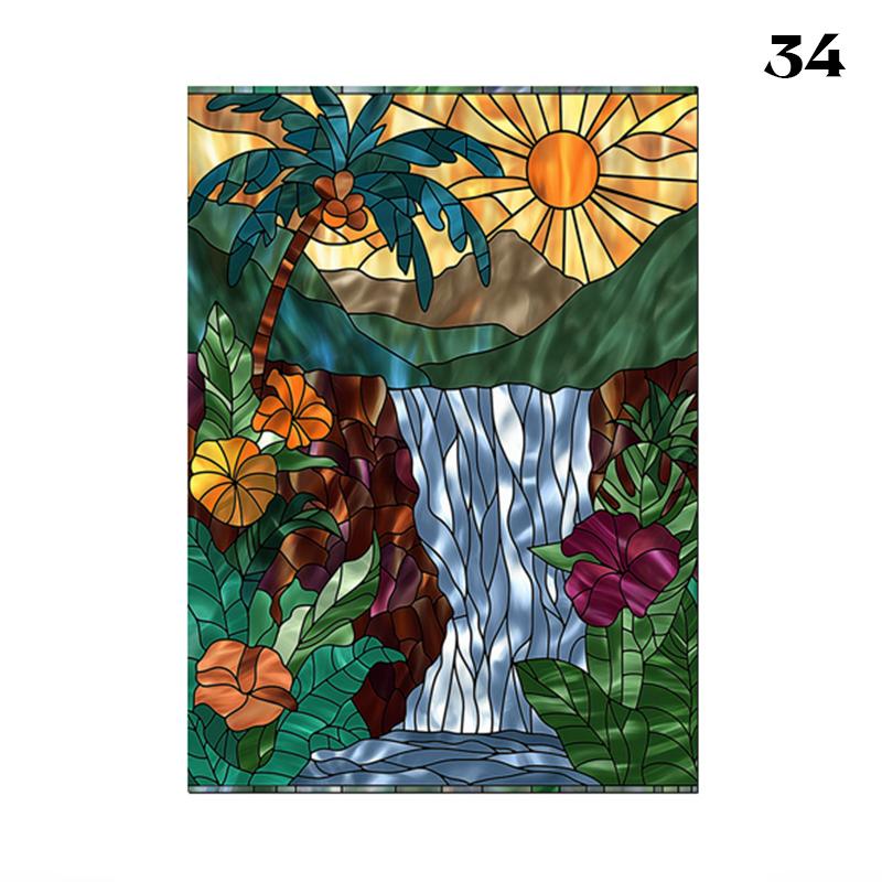 Европейский стиль масляной живописи искусство конфиденциальности оконная пленка статическая клейкая виниловая ретро-пленка для витражей дома ванная комната декор наклейки