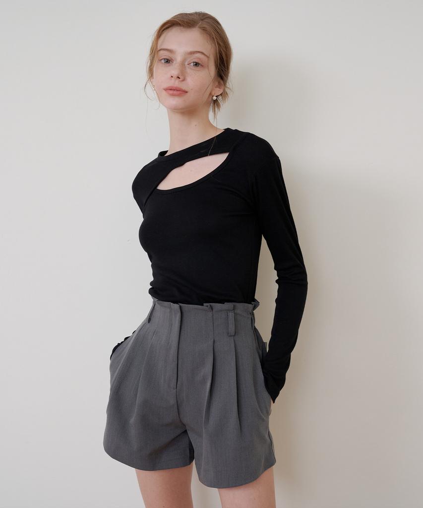 BIBYSEOB [Set] Tailored Over Jacket Shirt + Two-Puck Micro Shorts Charcoal