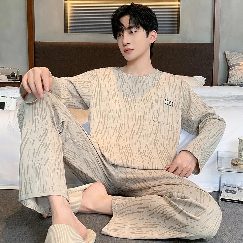 Men's Cotton Pajamas, Sleeping Top, Long Sleeve Soft Loose Pajamas, Casual Home Wear, Autumn Men's Pajamas