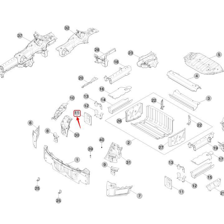 1083562-S0-A Rear Frame Skeleton Head for Tesla Model 3 (Refreshed)