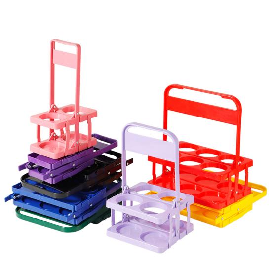 Пластиковая подставка для бутылок вина на 6 бутылок, складная подставка для напитков с ручкой, переносная корзина для хранения вина для бара, барбекю, пикника