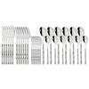 6/30Pcs White Silver Dinnerware Set Knife Fork Coffee Tea Spoon Cutlery Set Stainless Steel Silverware Kitchen Tableware Set