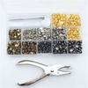 180 Sets Leather Rivets Double Caps Rivet Tubular Metal Studs with 3 Setting Tool Punch Plier for Leather Craft Repair