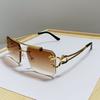Rimless Square Double Bridge Sunglasses Fashion Stylish For Women Vintage Trend Brand Design Men Shades Eyewear