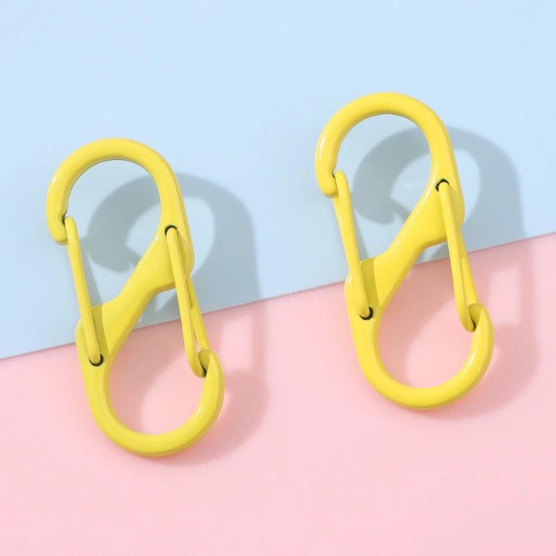 4pcs S Type Colorful Alloy Paint Spring Buckle Carabiner Anti-Theft Mini Keychain Hook Backpack Outdoor Hanging Connection Ring