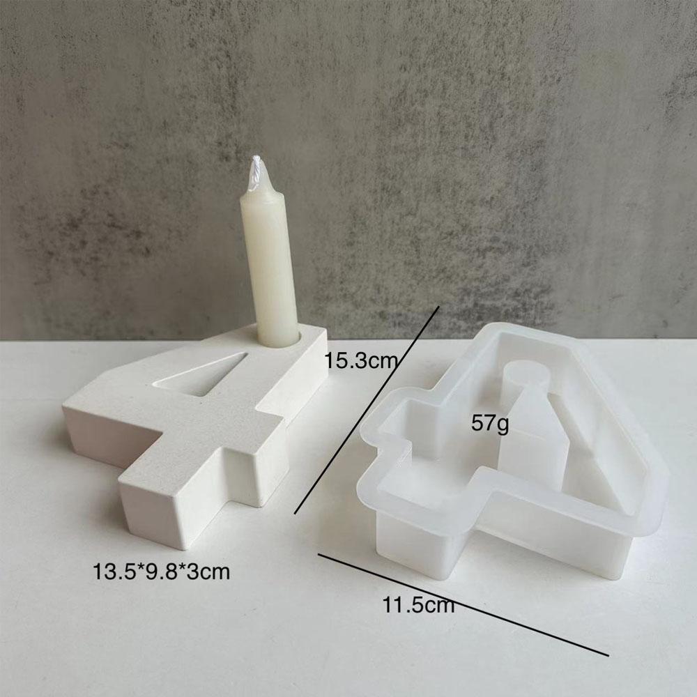 3D Number Candle Holder Silicone Mold DIY Handmade Candlestick Plaster Epoxy Resin Concrete Casting Molds Home Desktop Decor