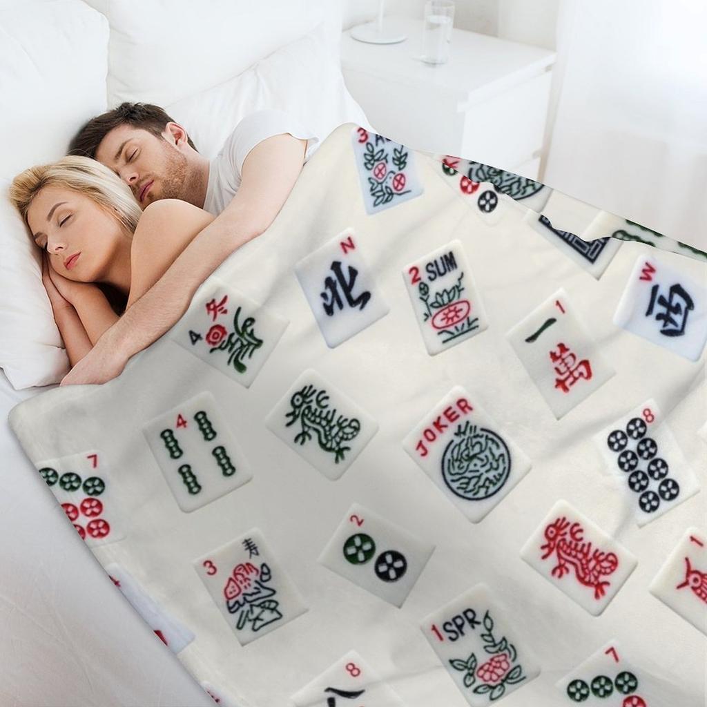 Mahjong game tiles design Throw Blanket Decorative Sofas cosplay anime Hair blankets ands Blankets