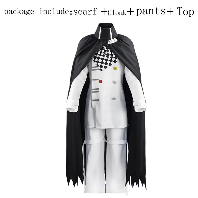 Danganronpa V3 Kokichi Wang Magi Косплей Костюм Президент Зентай Полный Комплект Униформа Шарф Плащ Аниме Danga Одежда Фигурка Хэллоуин