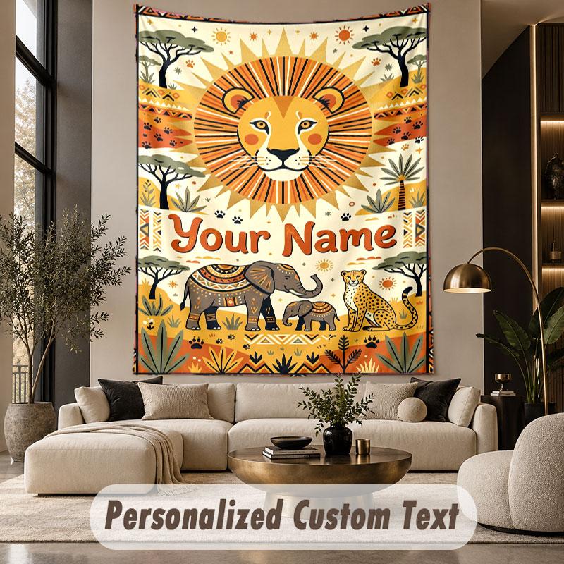 Wildlife Animals (95) Theme Personalized Tapestry Custom Name Text Wall Hanging Tapestry Home Background Decoration