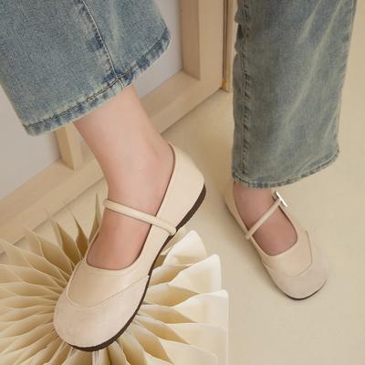 Туфли Мэри Джейн весна и лето 2025 новые французский маленький ароматный стиль толстый каблук неглубокий вырез слово с металлической пряжкой универсальные одинарные туфли