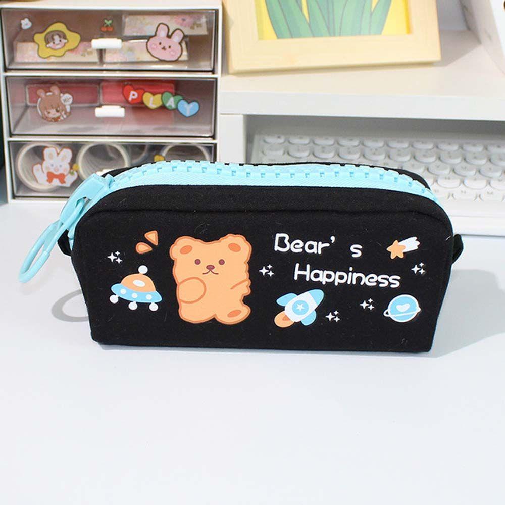 Case Zipple Pouch Big Stationery Canvas Pen Holder Bear Pencil Bag Stroage Bag Zipper Pencil Case