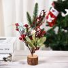 25CM Table Mini Christmas Tree with Flower, Small Size Christmas Trees Gift for Kids and Friends, Desktop Christmas Tree, New Year's Tree Decoration