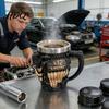 Уникальный подарок для автолюбителя Кружка с изображением двигателя V12 Смоляная кружка с внутренней стенкой из нержавеющей стали Многофункциональный контейнер для напитков для энтузиастов Механиков