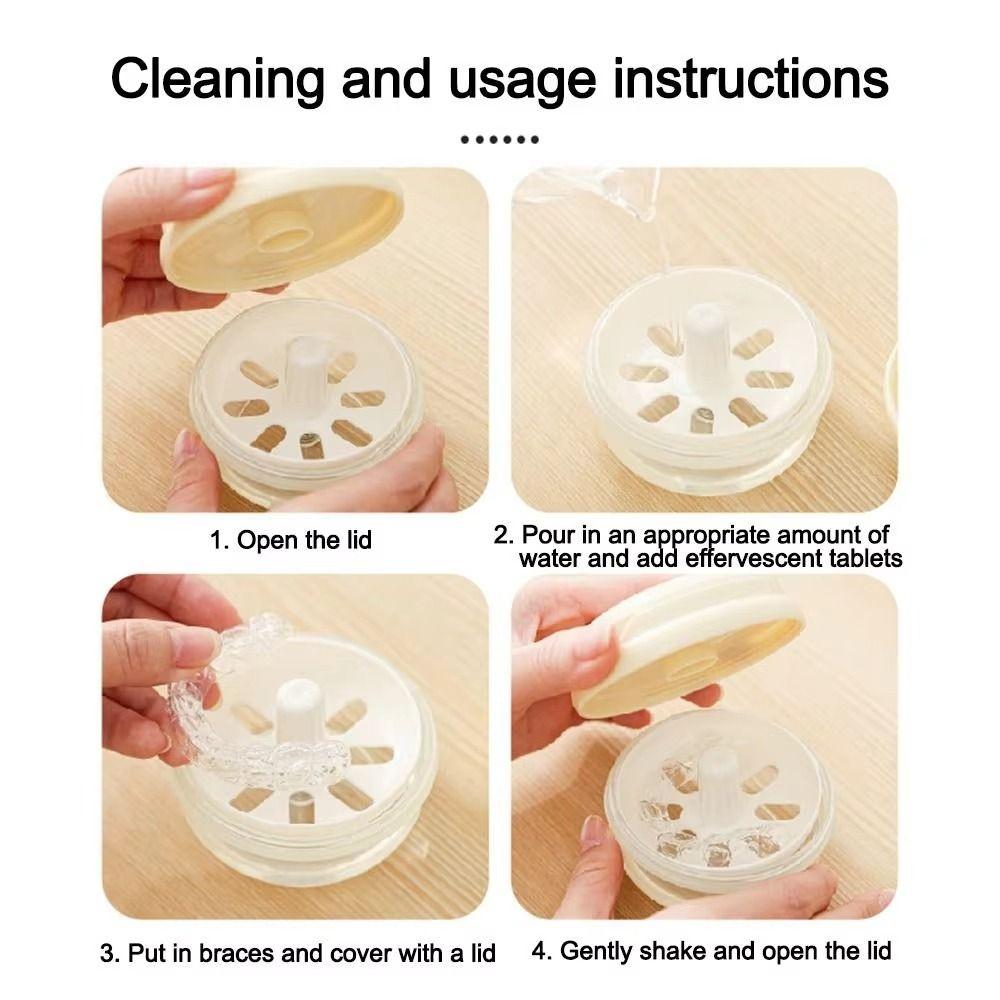 Clear Case Portable Denture Case Elastic Lifting Denture Soak Cup for Clear Braces