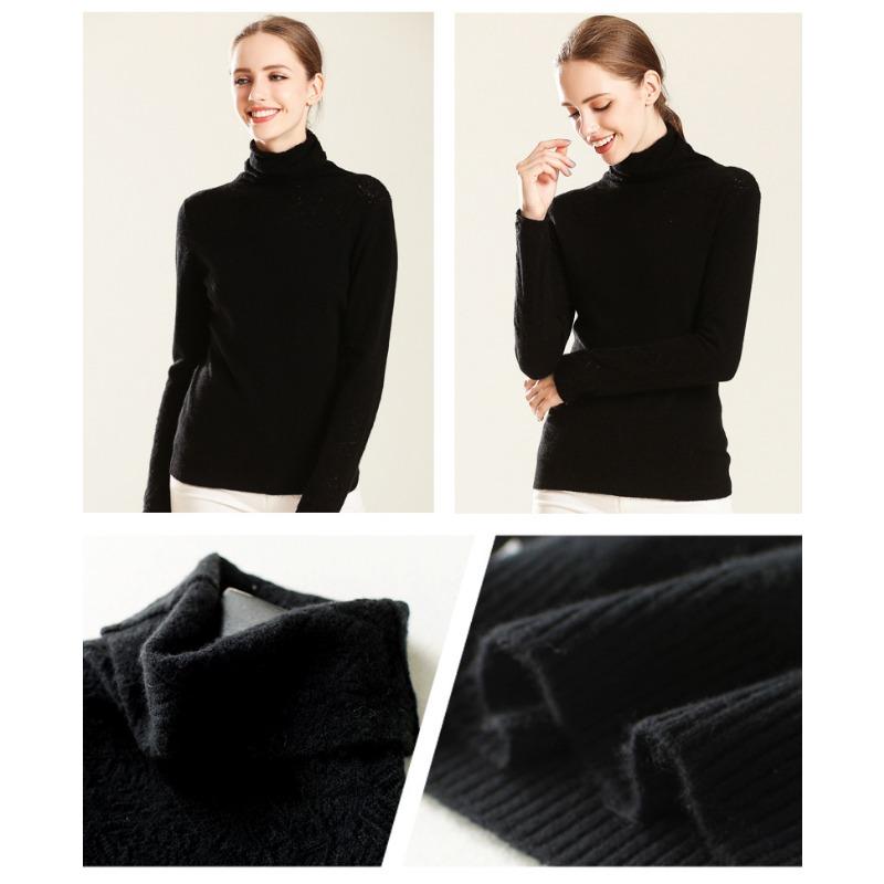 Women S Slim Fit Knitted Sweater Long Sleeve Turtleneck Hollow Out Pullover