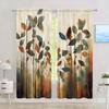 2pcs Art Leaves Printed Curtain for Home Decor - Rod Pocket Window Treatment for Bedroom, Office, Kitchen, Living Room,and Study