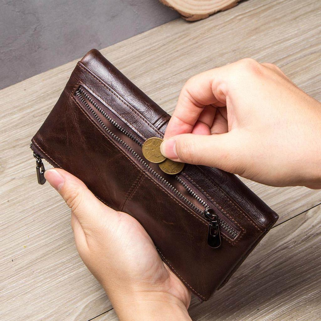 Мужской кошелек CONTACT'S из натуральной кожи, мужской портмоне на молнии, длинный кошелек, карман для телефона, сумка для денег, держатель для карт