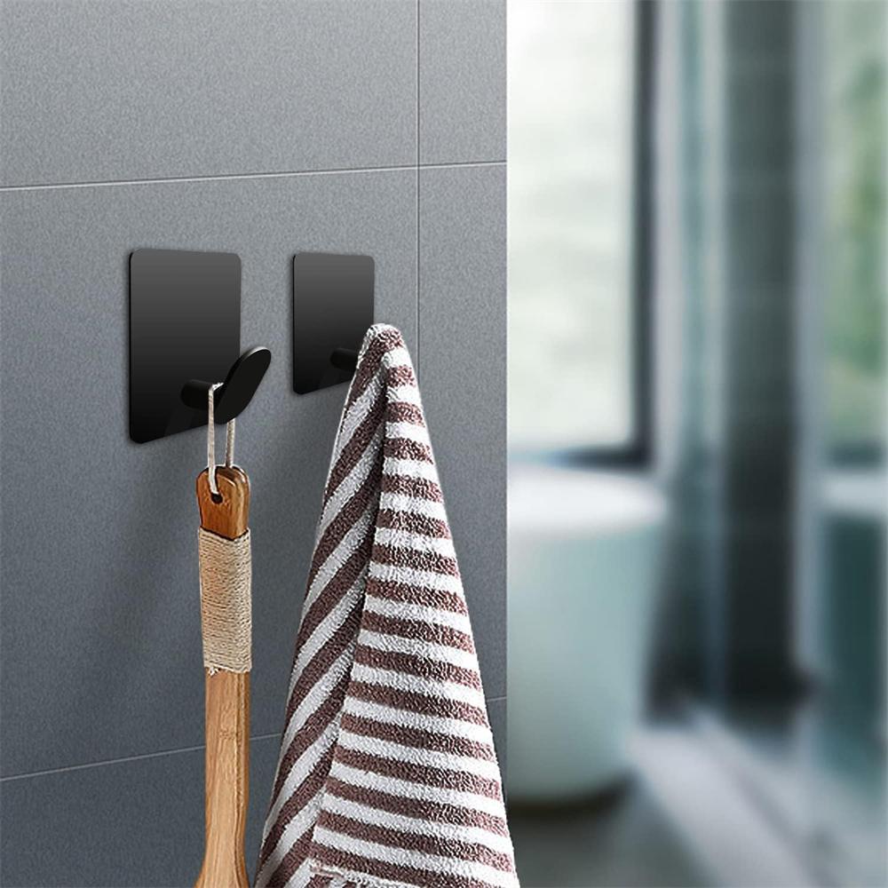 Wall Adhesive Towel Hooks Heavy Duty Stick On Wall Hooks Hanging Clothes Hats Bathroom Kitchen Stainless Steel Hanger Hook