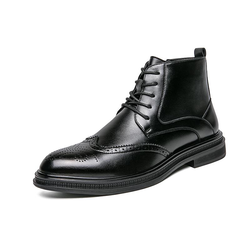 Мужские ботинки в британском стиле, тренды, новинка, повседневные кожаные ботинки, ботильоны премиум-класса, удобные ботинки с высоким берцем, мужская уличная обувь, боты