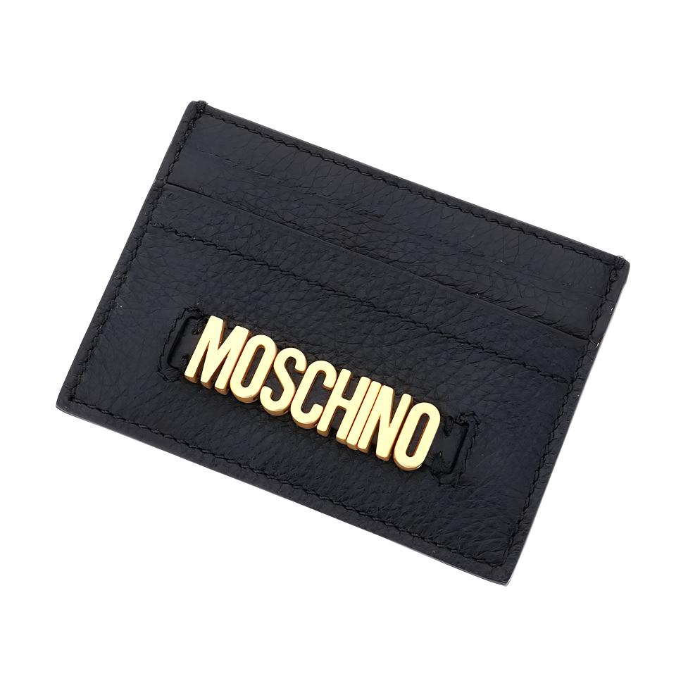Moschino Кожаный кошелек-кардхолдер с текстурой, открытый, женский, черный A811680030555