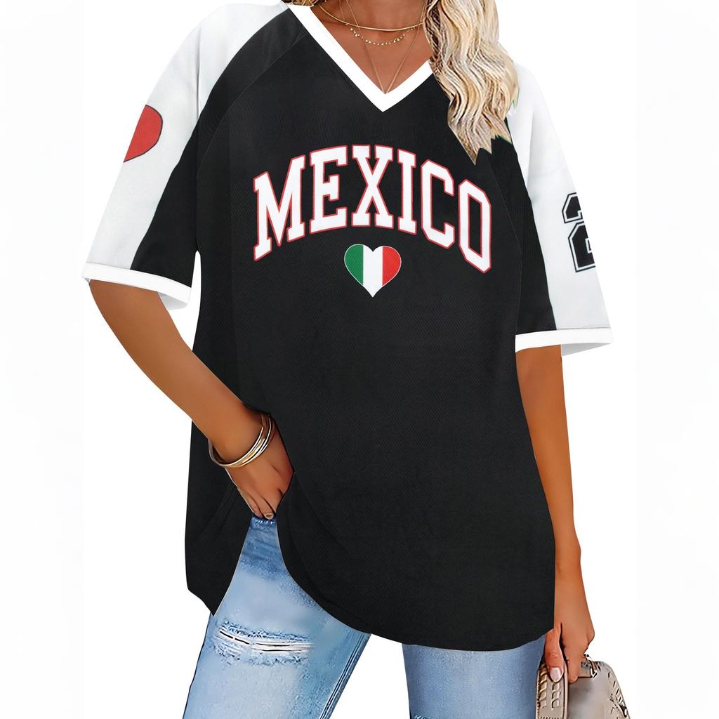 Women's Mexican Letter Print Short Sleeve T-Shirt, Casual Vacation Top