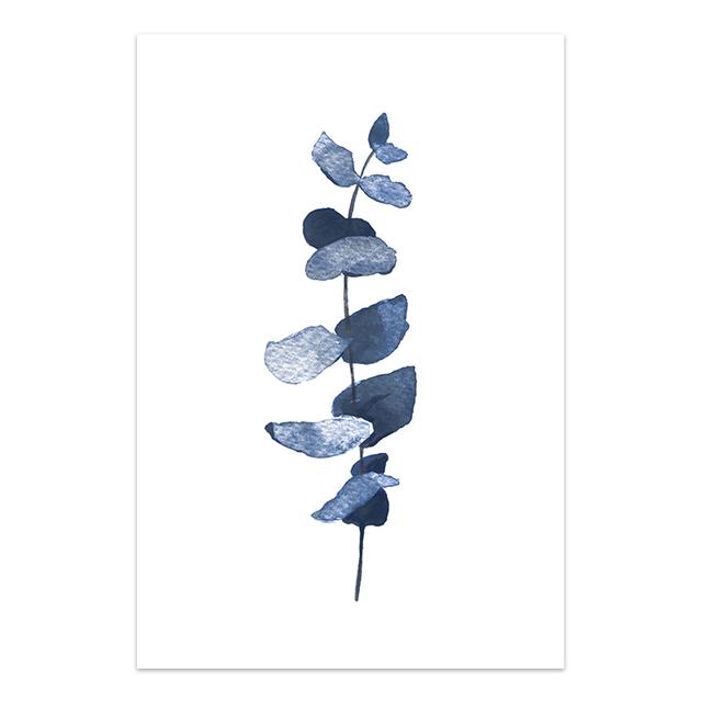 Branches and Leaves Canvas Painting Indigo Blue Botanical Posters and Prints Navy Blue Wall Picturefor Living Room Home Decor