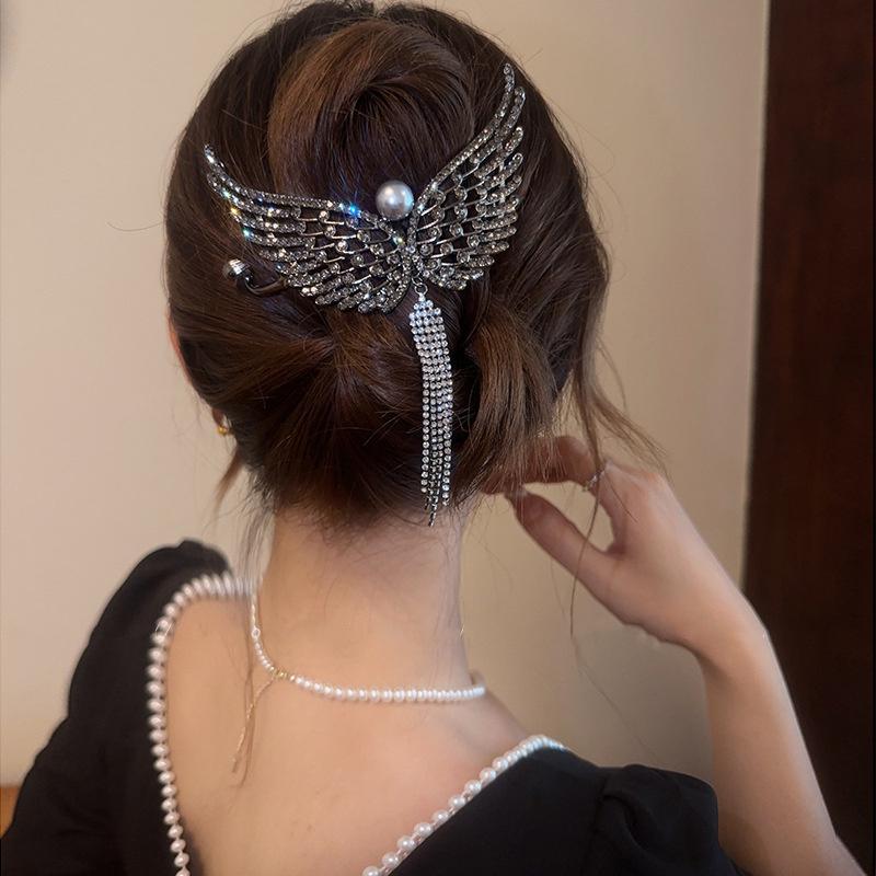 Vintage Ladies Butterfly Chain Tassel Hair Clips Korean Twist Clip Crab Women Hair Accessories Headwear