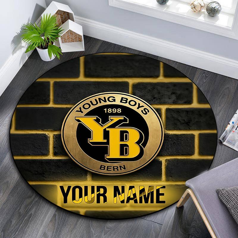 Custom Name BSC Young Boys Round Area Rug,Carpet Rug for Living Room Bedroom Sofa Playroom Decor,Non-slip Floor Mat