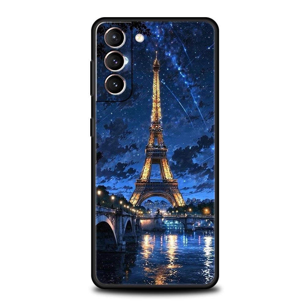 Красный зонт Эйфелева башня Мягкий чехол для телефона для Samsung Galaxy S25 Edge S24 Plus S23 FE S22 S21 S20 Ultra 5G S10 Защитный чехол