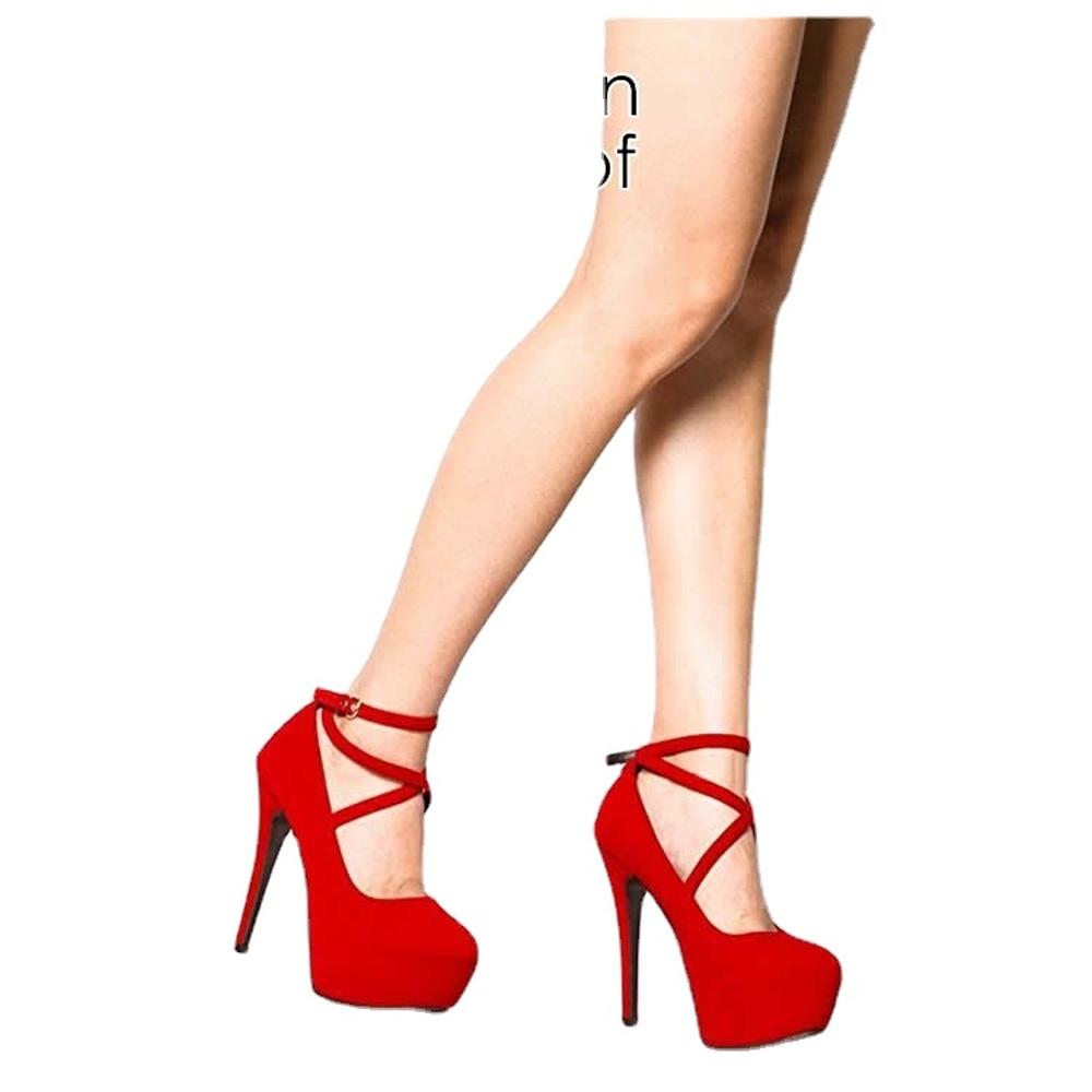 Женские туфли-лодочки на платформе с круглым носком и ремешком на щиколотке 140 мм, туфли-лодочки на высоком каблуке, вечерние свадебные модельные туфли