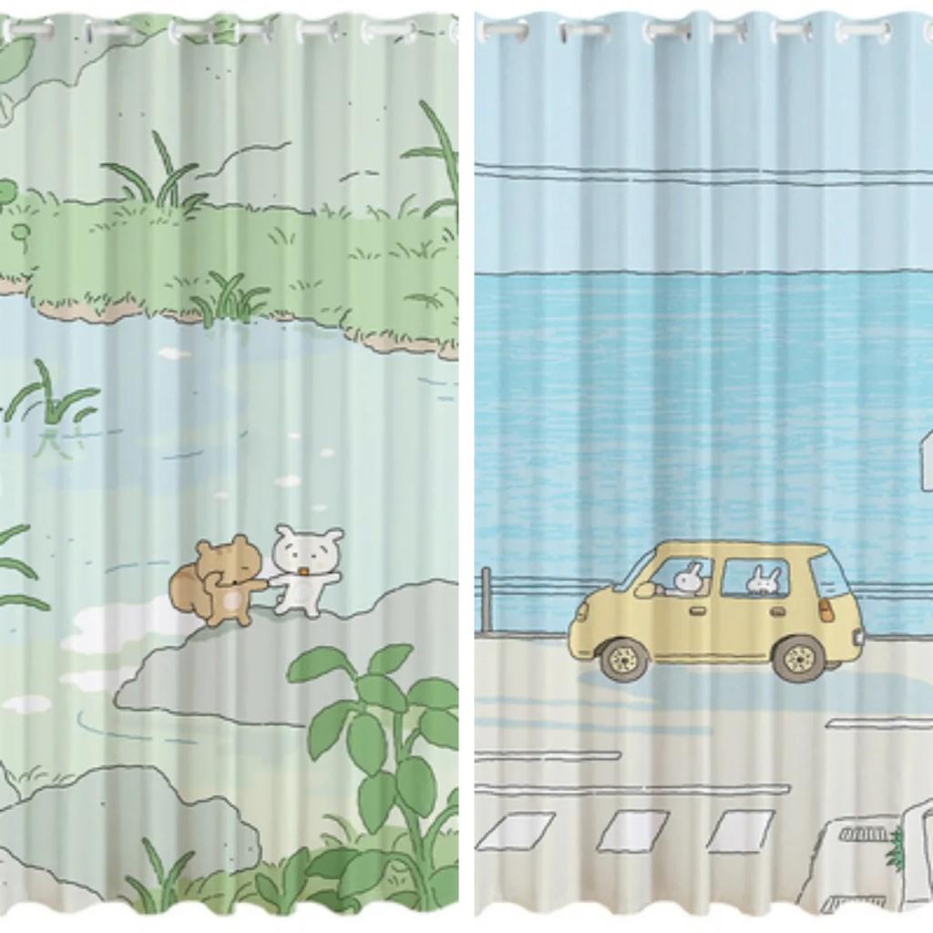 Новый мультфильм милый занавеска высокая затемнение для девочек общежитие детская комната спальня затемняющая штора окно пасторальный стиль узор новый