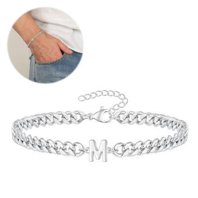 Браслет унисекс с буквенным шармом, полая толстая цепочка, регулируемая с удлиненной цепочкой, браслет с инициалами, подарок паре на День святого Валентина