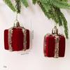 Velvet Christmas Ornaments, Red Assorted Festive Designs, Holiday Tree Decorations