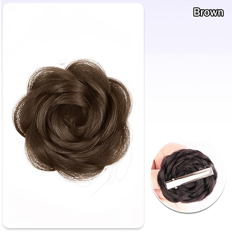 Synthetic Bun Hairpiece With Duckbill Clip Hair Accessories Rose Side Bun Styling Hair Pack Fluffy Hairpiece Women