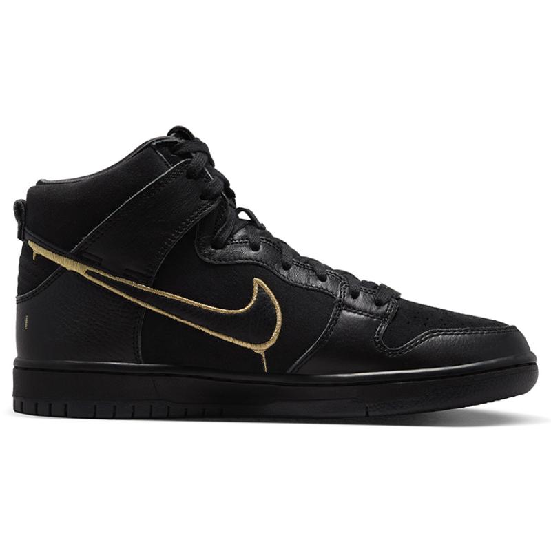 Nike SB Dunk High FAUST Черно-золотые скейтбордические кроссовки DH7755-001