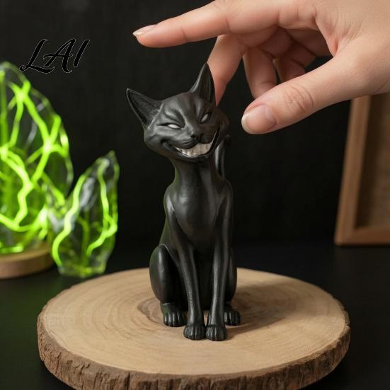 Статуэтка Фантастического Существа 3D Печать Фигурка Черной Кошки Готический Стиль Злобное Настольное Украшение Подарок для Влюбленных Темная Сидящая Хэллоуин Домашний Настольный Декор