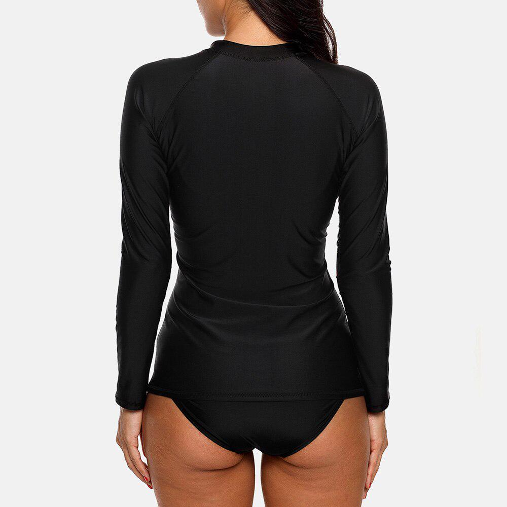 CHARMLEAKS Women Zip UV Sports Shirt Rash Vest Long Sleeve Rashguard Running Biking Beach Shirts Rashguard Tankini Top