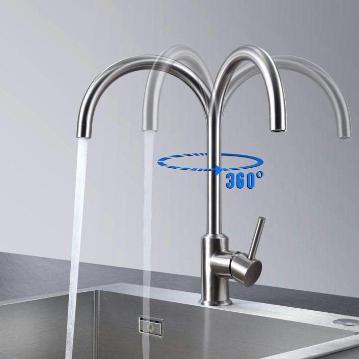 65x45cm Évier de Cuisine en granit avec égouttoir+mitigeur de cuisine Brossé