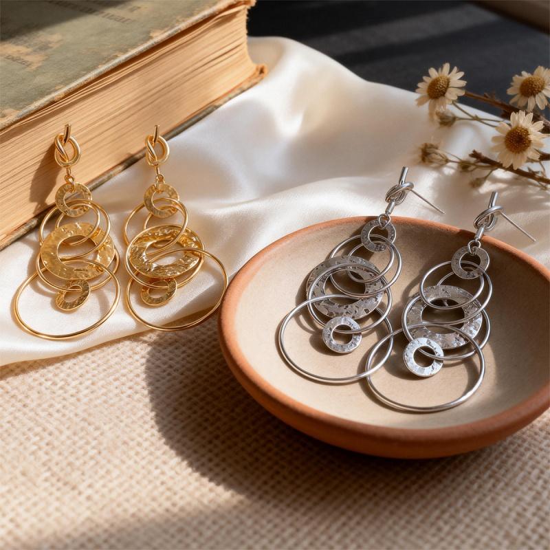 New Geometric Gold Color Round Hollow Earrings For Women Fashion Jewelry