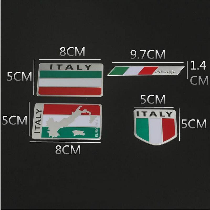 Aluminum Alloy Shield Styling Italian National Flag Emblem Decals Car Doors Decor Italy Flags Stickers
