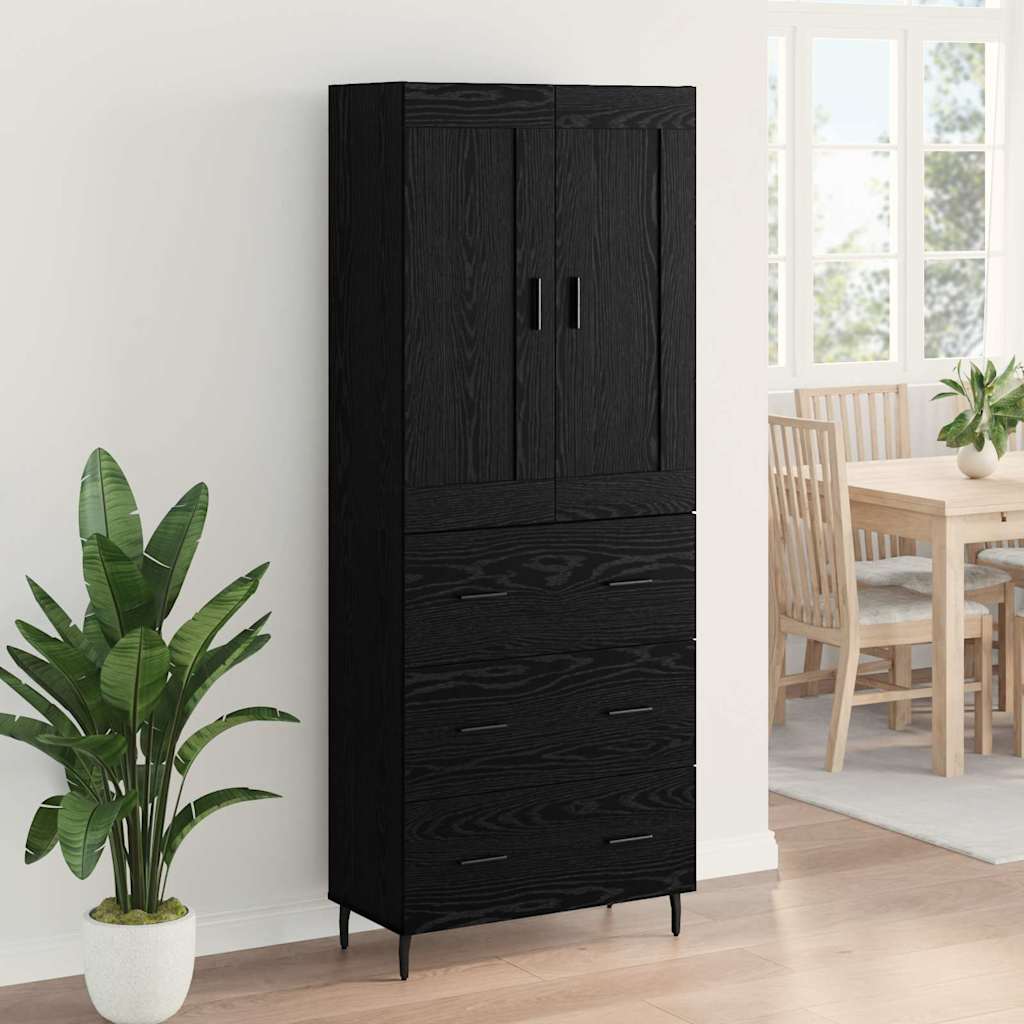 Highboard 2 pcs Black Oak Effect Particleboard