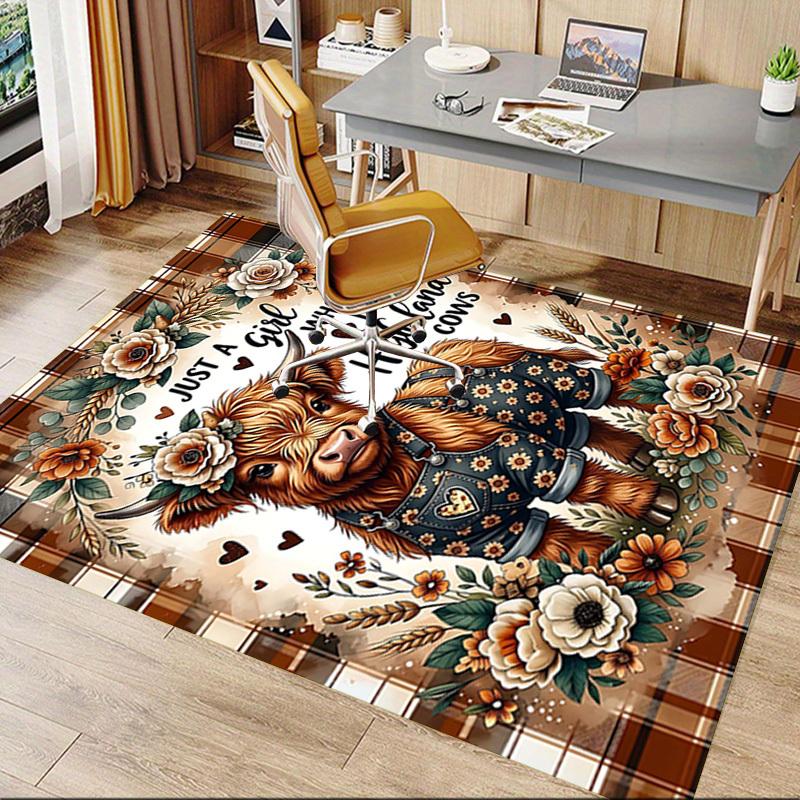 1PC Highland Cows Non-Slip Floor Carpet Compatible for Office&Living Room&Bedroom&Dining room - Soft & Pattern, Vibrant Colors-H0341