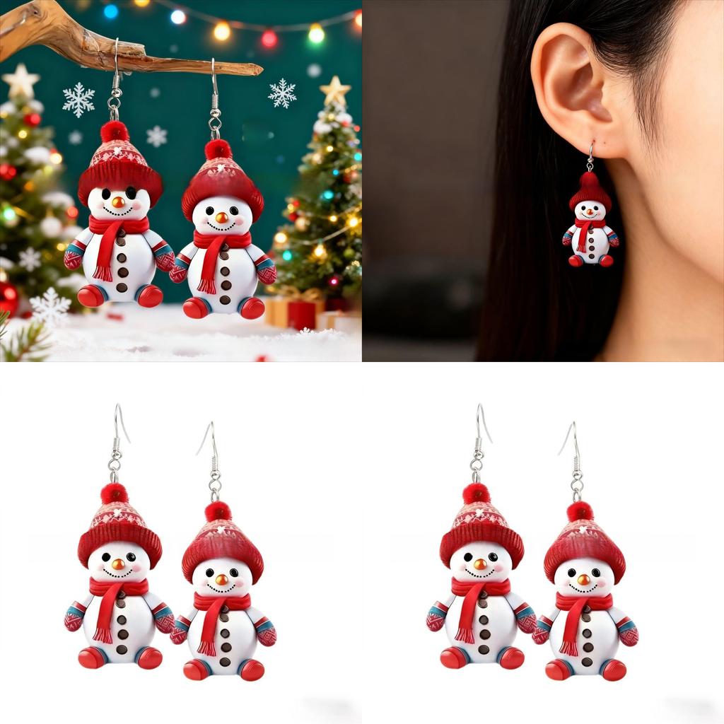 Festive Snowman Jewelry With Acrylic Finish And Cute Character For Christmas Gift Ideas