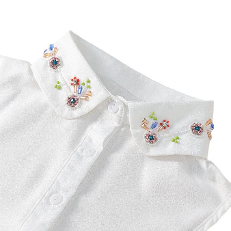 Chiffon Fake Collar Children Versatile Fake Collar Nail Bead Round Collar Fake Collar White Diamond Studded Fake Clothing Collar