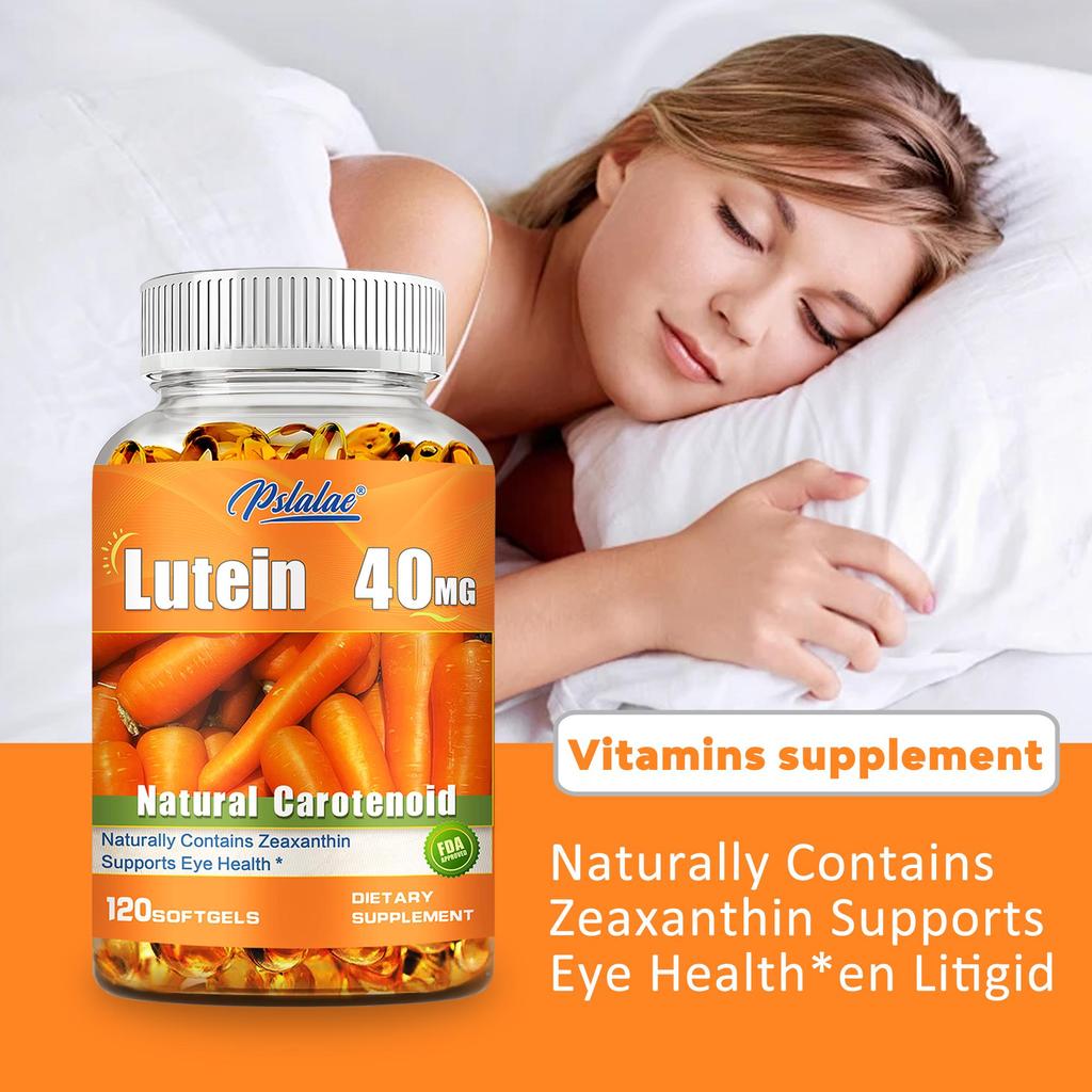 Lutein 40mg capsules, an eye-protecting vitamin supplement, supports eye health and relieves eye fatigue, 120 capsules.
