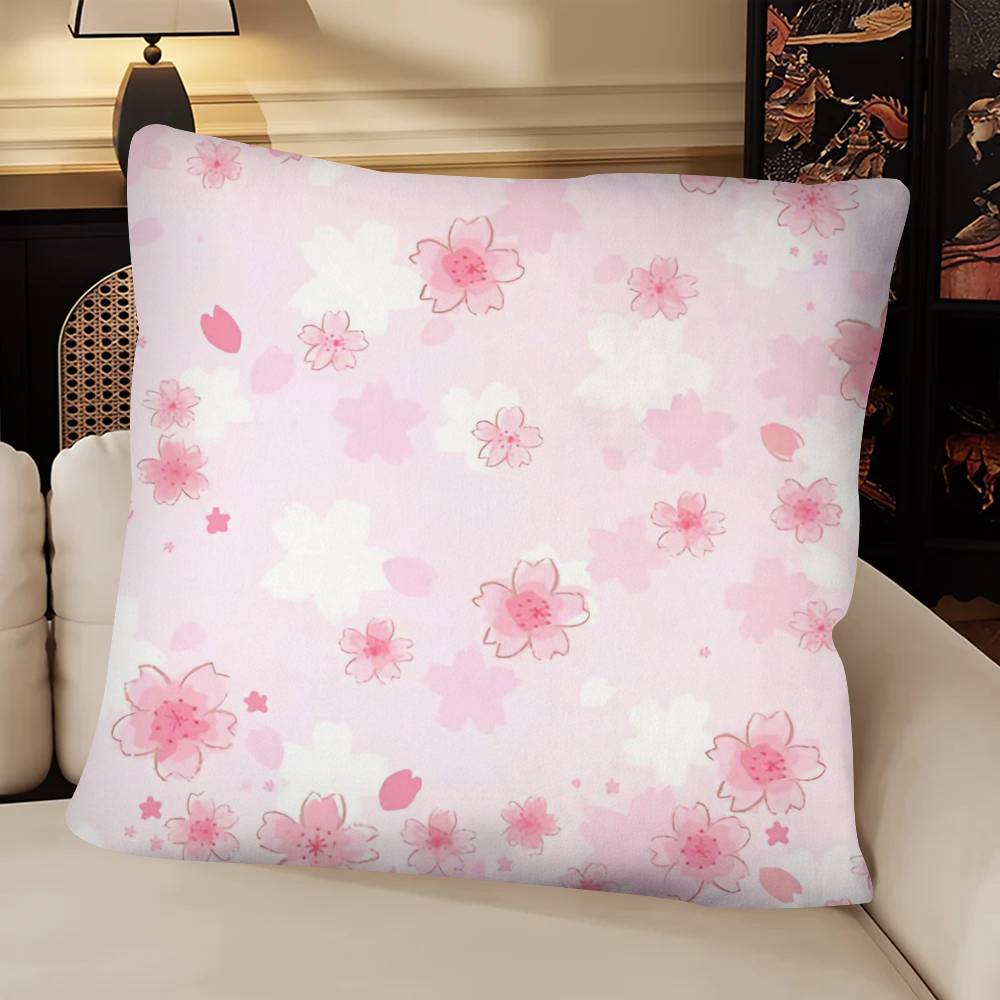 Cherry Blossoms Pillow Case Fashion Square Pillowcase Bedroom Sofa Room Ins Decoration Leisure